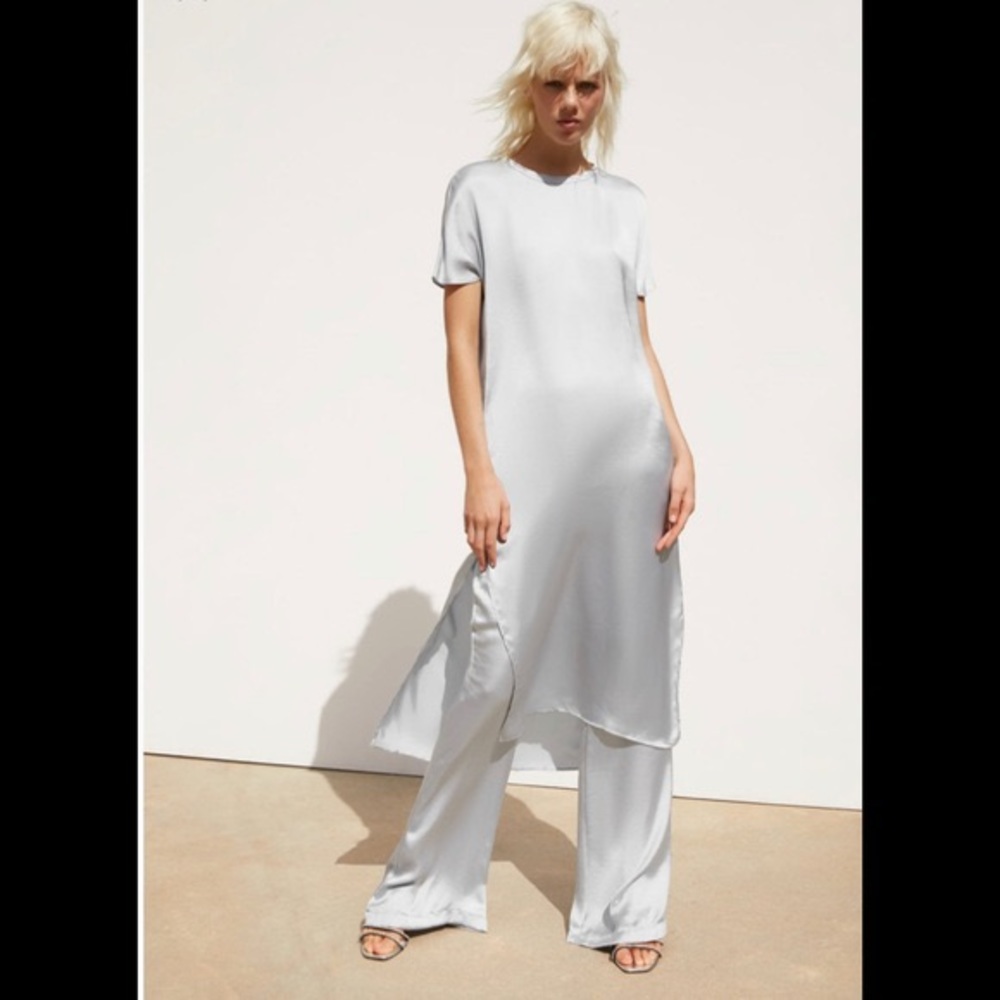 Zara Satin Dress-silver